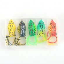 5PCS Frog Lure Soft Tube Bait Plastic Fishing Lure with Fishing Hooks Topwater Ray Frog Artificial Fishing Tackle COD