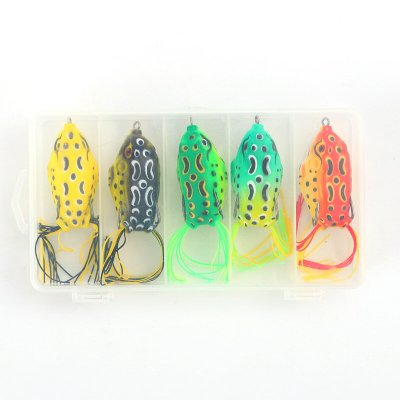 5PCS Frog Lure Soft Tube Bait Plastic Fishing Lure with Fishing Hooks Topwater Ray Frog Artificial Fishing Tackle COD