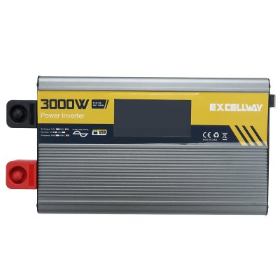 Excellway 1000-6000W(Peak) Car Power Inverter 220V 60Hz DC 12V/24V Converter with LCD Display Dual AC Outlets Dual USB Car Charger for Car Home Laptop Truck