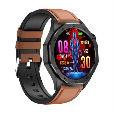ET480 1.43inch AMOLED Screen ECG Uric Acid Lipid bluetooth Call Heart Rate Blood Pressure SpO2 Monitor BMI Body Fat Measurement HRV Function AI Medical Diagnosis Metto Function IP68 Waterproof Smart W