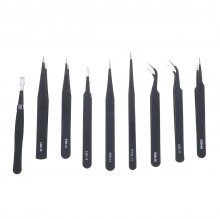 10PCS ESD Tweezer Anti-static Stainless Steel Precisiion Tweezers for Electronics Nail Beauty COD