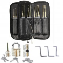 26PCS Locksmith Training Set Spring Steel with 3 Transparent Padlocks For Easy Visual Learning Portable Design Includes Automatic Unlock Gun Diverse Lock Picks Perfect for Beginners