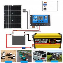 6000W DC 12V To AC 110V/220V intelligent screen solar power inverter 18V 18W solar panel 30A 12V/24V solar converter kit COD