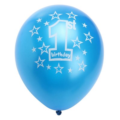 10 Pcs Per Set Blue Boy\'s 1st Birthday Printed Inflatable Pearlised Balloons Christmas Decoration