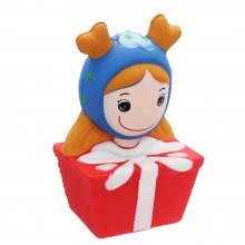 Christmas Elk Girl Squishy 14*7CM Slow Rising Soft Toy Gift Collection With Packaging COD