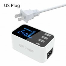 3USB Port USB Charger Type C LCD Display Charger 100-240V Charging Station COD