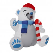 1.2M LED Christmas Waterproof Polyester Built-In Blower UV-resistant Inflatable Bear Toy for Christmas Decoration Party Gift COD