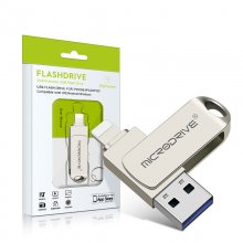 Microdrive 256GB USB3.0 Flash Drive Dual Interface Fast Transmission Speed Pendrive Mini Portable Memory U Disk for Phone TV Laptop COD