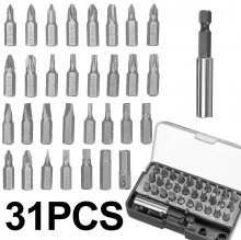 31PCS Drill Bits Set with PH PZ SL H T Sizes and 60mm Extension Rod in Durable Plastic Case Versatile Heavy-Duty and Ideal for All Your Drilling Needs CO