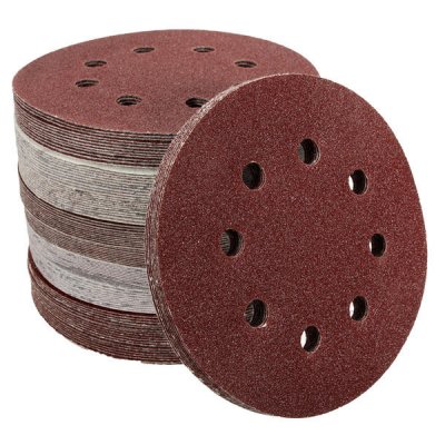 100pcs 125mm 8 Holes Abrasive Sand Discs 60-240 Grit Sanding Papers COD