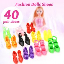 Set of 40 Pairs Fashion Dolls Shoes Heels Sandals For Dolls Outfit Dress COD