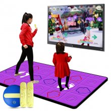 Dual Player Wired Dancing Mat Pad Computer TV Slimming Dance Blanket with Two Somatosensory Gamepad Colored Lights Version COD