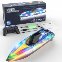 Flytec V555 2.4G 4CH RC Boat LED Lighting Water Mini Shipping Models Creative Pools Lakes Kids Children Toys 60 Minutes Playing COD