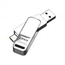 Eaget CF20 Type-C&USB3.0 Flash Drive 32G/64G/128G/256G Dual Metal Interface 360° Rotation Built-in A+ Chip Support OTG Portable Mini Memory U Disk CO