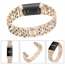 Bakeey Diamonds Elegant Design Watch Band Full Steel Watch Strap for Fitbit Charge 3 COD