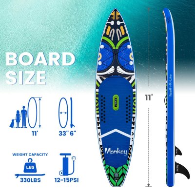 [US Direct] FunWater Inflatable Stand Up Paddle Board Surfboard Complete Paddleboard Accessories Adjustable Paddle, Pump, ISUP Travel Backpack, Leash, Waterproof Bag, Adult Paddle Board SUPFR02A
