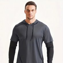 Men's Hooded Fitness Suit Quick-Drying Breathable Sweat-Resistant Loose Activewear for Outdoors Sport Training COD