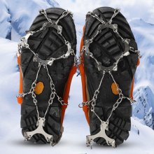 AUTO 12-teeth Ice Grip Stainless Steel Welding Chain Crampons Ice Cleats Non-slip Shoe Cover for Camping Climbing Snow Skiing COD