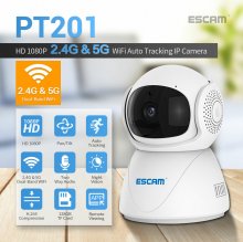 ESCAM PT201 1080P 2.4G 5G WIFI IP Camera PT Auto Tracking Cloud Storage Two-Way Voice Smart Night Vision Camera COD