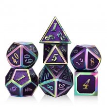7Pcs/Set Rainbow Edge Metal Dice Set with Bag Board Role Playing Dragons Table Game Bar Party Game Dice Hobbies Toy Gift COD
