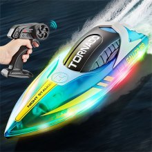 HXJRC HJ819 2.4G 4CH RC Boat High Speed LED Light Speedboat Waterproof 15km/h Electric Racing Vehicles Models Lakes Pools Remote Control Toys COD