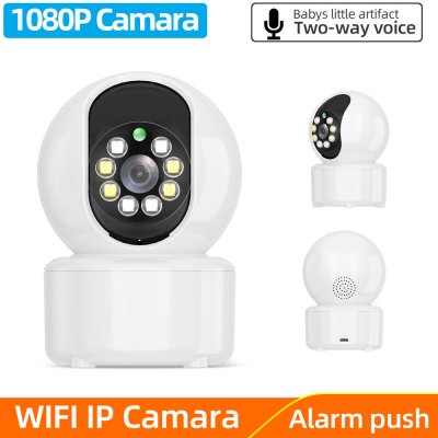 Guudgo 1080P 8 LED Indoor PTZ WIFI IP Camera Two Way Audio Wifi Camera Cloud Storage Waterproof Night Vision CCTV Video Dual Light Source Baby Monitor CO