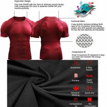 Men's Fitness T-shirt Quick Dry Sweat Elastic Sport Shirt Men Gym Exercise Clothes for Outdoor Running Training Basketball COD