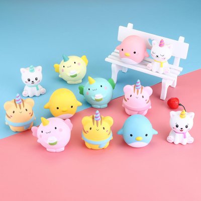 WOOW Squishy 3Pcs Kawaii Unicorn Animal Slow Rising Rebound Toys With Packaging COD