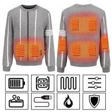 TENGOO HS-08A Heated Sweater 8 Heating Zones 3 Temperature Level Control Washable USB Electric Heating Thermal Shirt for Skiing Camping COD