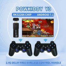 Powkiddy Y3 Arcade Game Console with 4K TV Stick RK3228A Android 7.1 HD Playback 2.4G Wireless Gamepad Joystick for PSP Emulator COD