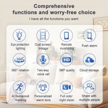 Guudgo E27 3MP WiFi IP Camera Dual Screen Linkage Smart Indoor HD Camera with Eye Protection Lighting Light Bulb Two-way Audio Remote Monitoring for Home Security