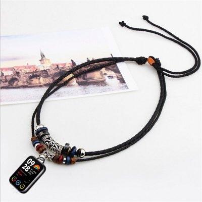 Dual Beaded Woven Cord Vintage Necklace Cord for Xiaomi Mi Band 8 Pro Smart Bracelet Accessory COD