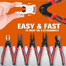 5 in 1 Plier Tool Set High Carbon Steel Wire Cutters Wire Strippers Needle Nose Pliers Long Range Durable Suitable for Heavy Duty Applications Removable Replacement